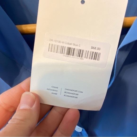 NWTs Oak + Fort | Cobalt Blue Button Down Shirt Dress Size small - Picture 7 of 12